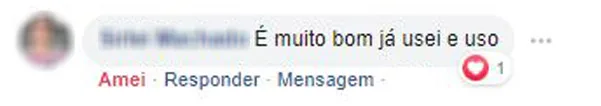 Comentário no Facebook: cliente diz que o produto é muito bom e continua usando.