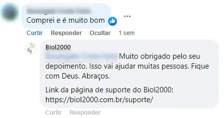 Comentário no Facebook: cliente comprou e achou o produto muito bom.