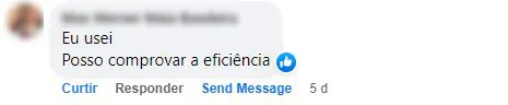 Comentário no Facebook: o cliente usou o produto e comprova a eficiência.