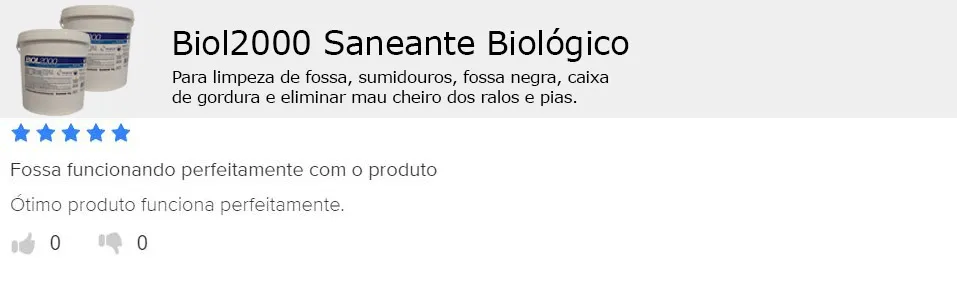 Avaliação na plataforma: cliente conta que a fossa está funcionando perfeitamente com o produto.
