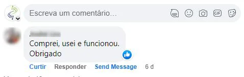 Comentário no Facebook: o cliente comprou, usou e o produto funcionou.
