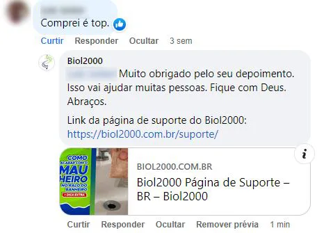 Comentário no Facebook: cliente comprou e diz que o produto é top.