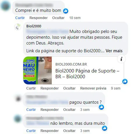 Comentário no Facebook: cliente comprou, aprova o produto e diz que ele dura muito.