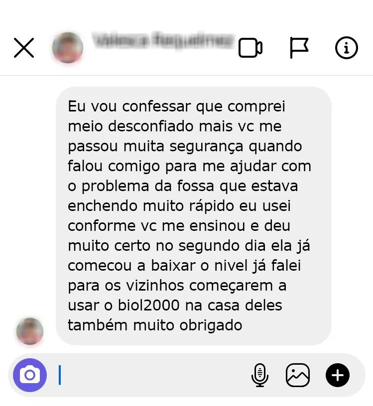 Mensagem no Instagram: a fossa que enchia rápido começou a baixar o nível no segundo dia.