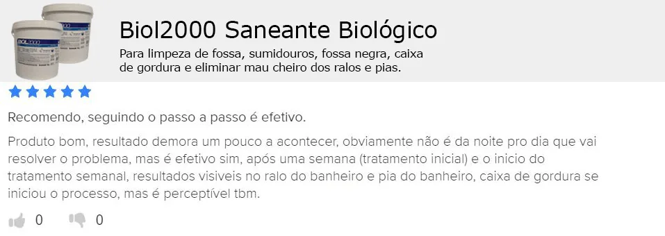 Avaliação na plataforma: após uma semana de tratamento, cliente viu resultado no ralo e na pia do banheiro.