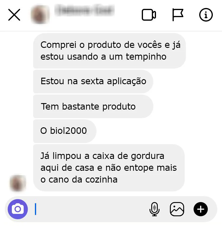Mensagem no Instagram: limpou a caixa de gordura e o cano da cozinha não entope mais.