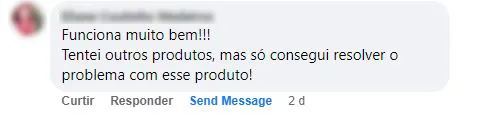 Comentário no Facebook: depois de tentar outros produtos, a cliente só resolveu o problema com o Biol2000.