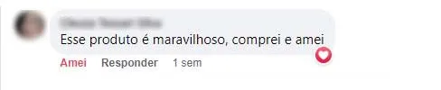 Comentário no Facebook: a cliente comprou o produto e amou.
