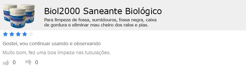 Avaliação na plataforma: o produto fez uma boa limpeza nas tubulações.