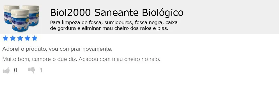 Avaliação na plataforma: acabou com o mau cheiro no ralo e o cliente vai comprar de novo.
