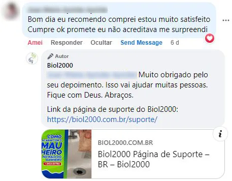 Comentário no Facebook: cliente não acreditava, mas se surpreendeu, diz que cumpre o que promete e recomenda.